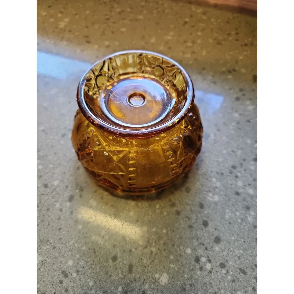 Indiana Glass Amber Stars And Bars Fairy Lamp BASE ONLY PLEASE READ DESCRIPTION